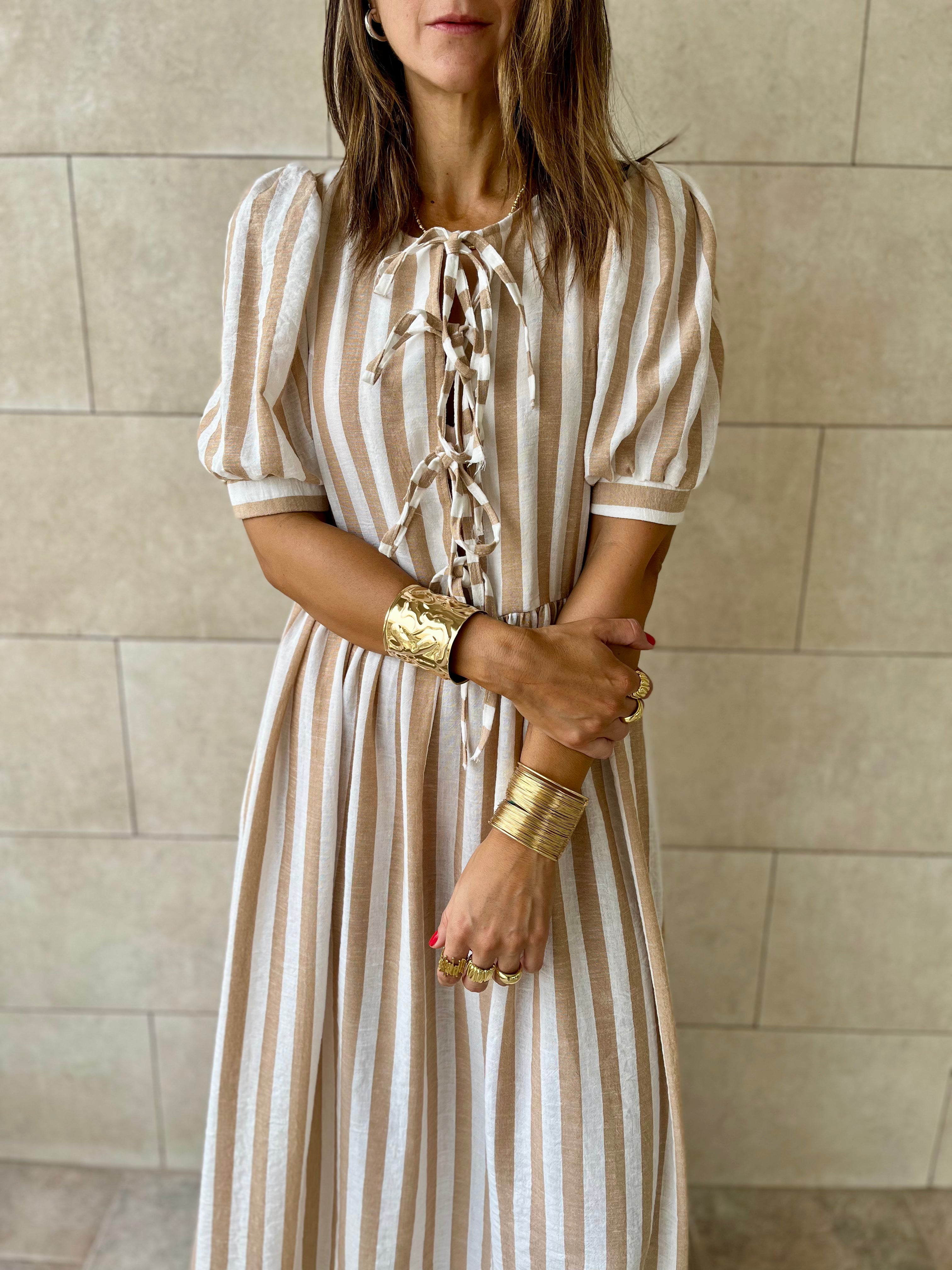 Cafe Cottage Core Front Tie Dress