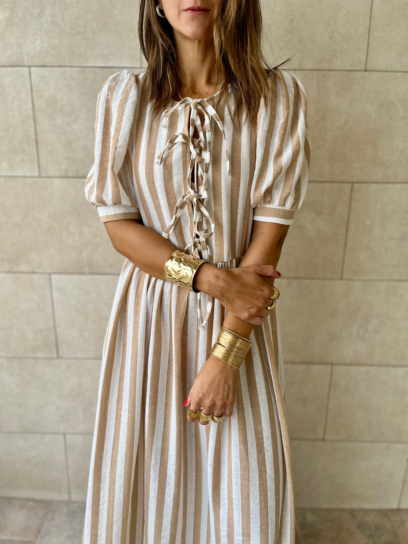 Cafe Cottage Core Front Tie Dress