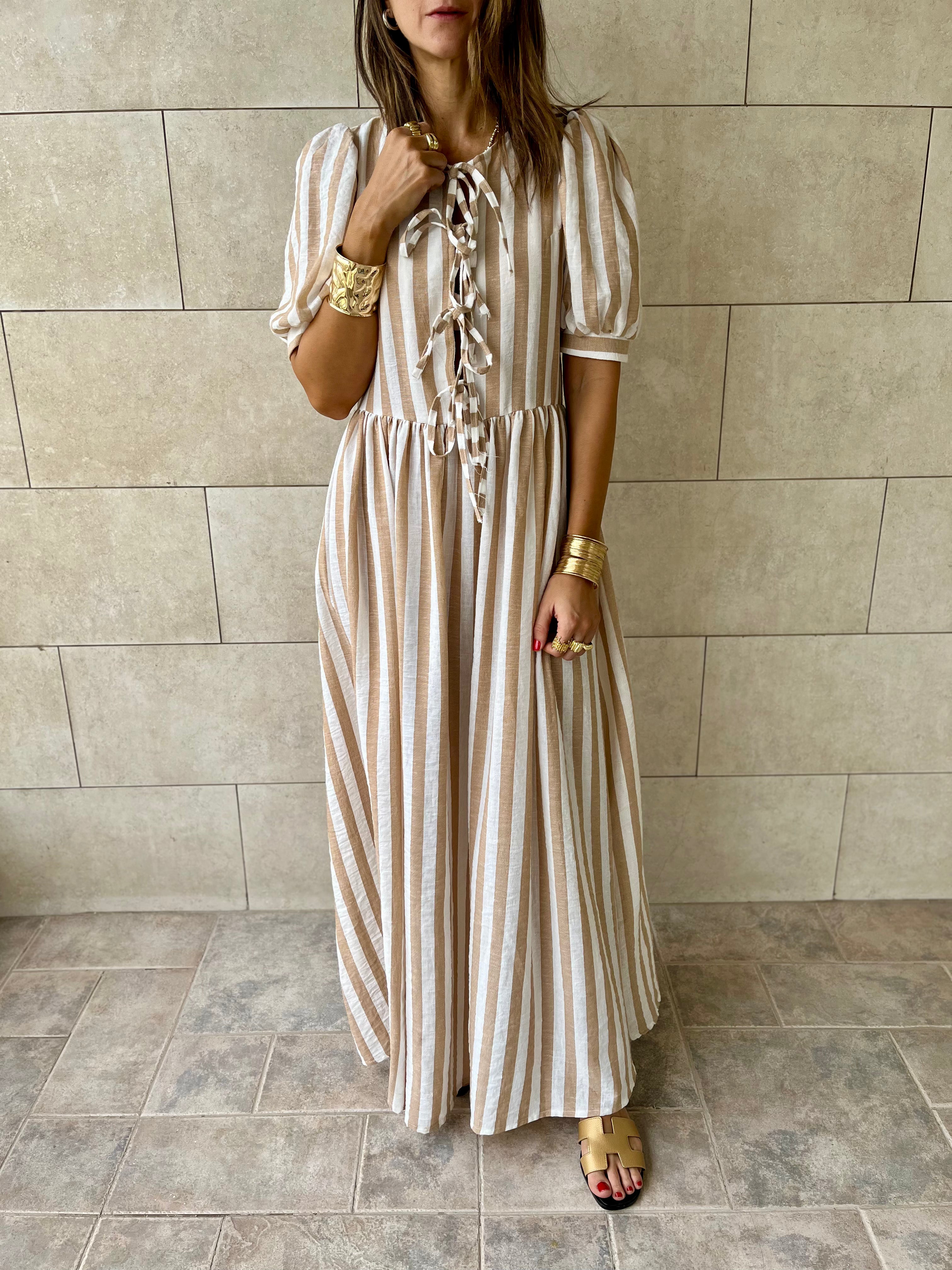 Cafe Cottage Core Front Tie Dress