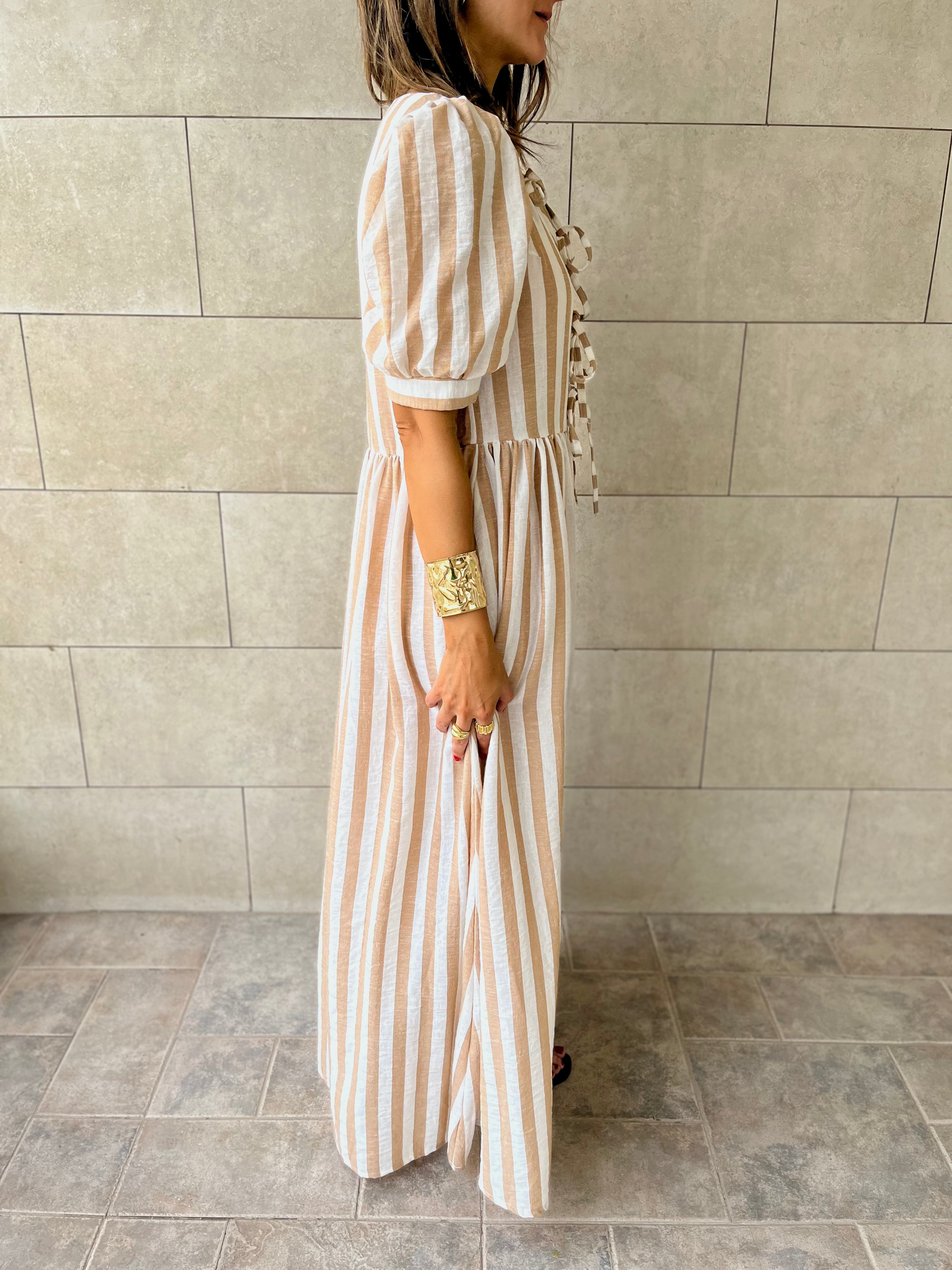 Cafe Cottage Core Front Tie Dress