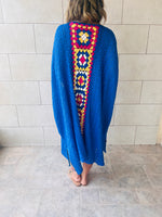 Blue Back Detailed Crochet Coverup