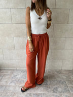 Rust Essential Linen Pants