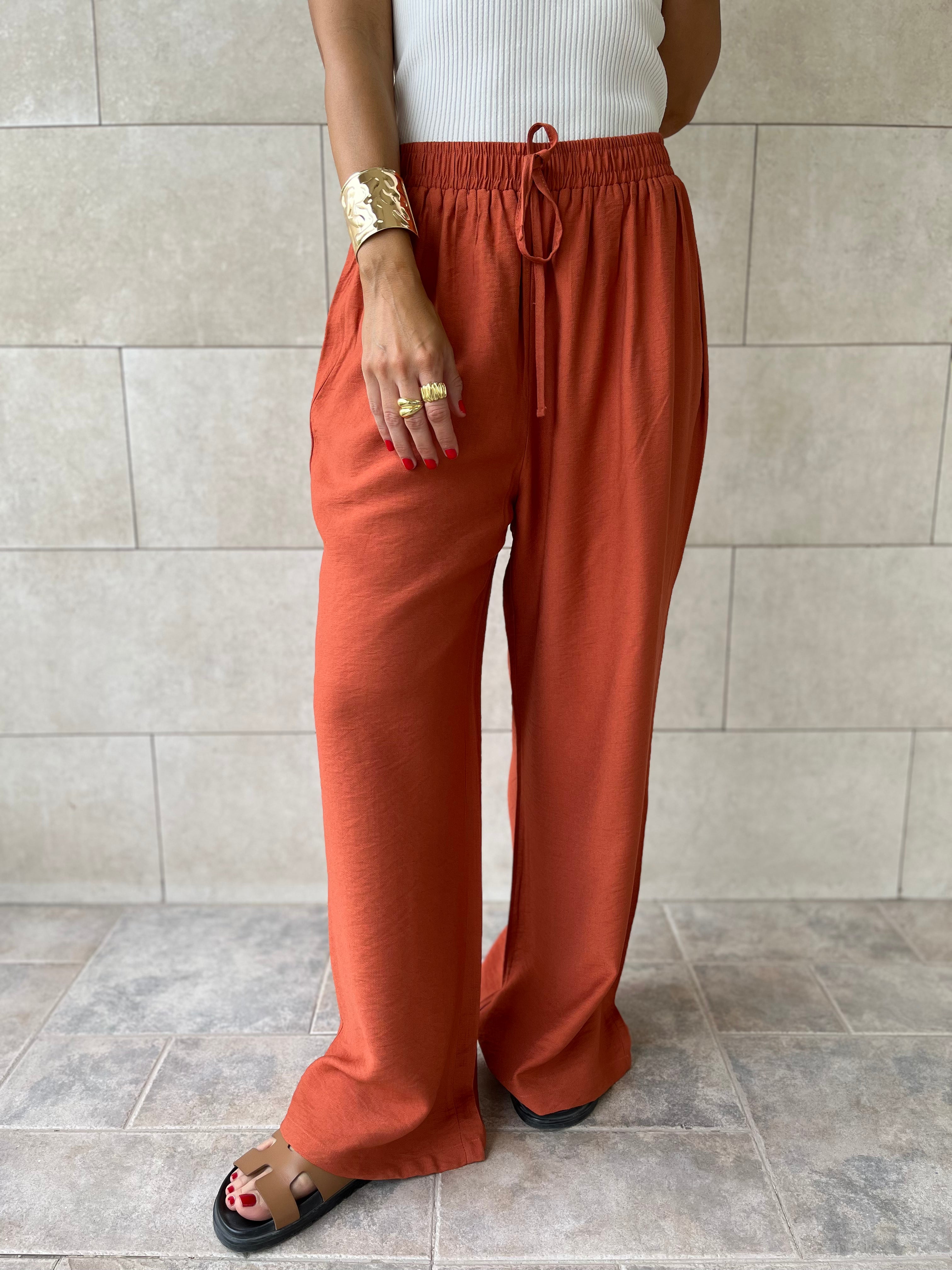 Rust Essential Linen Pants