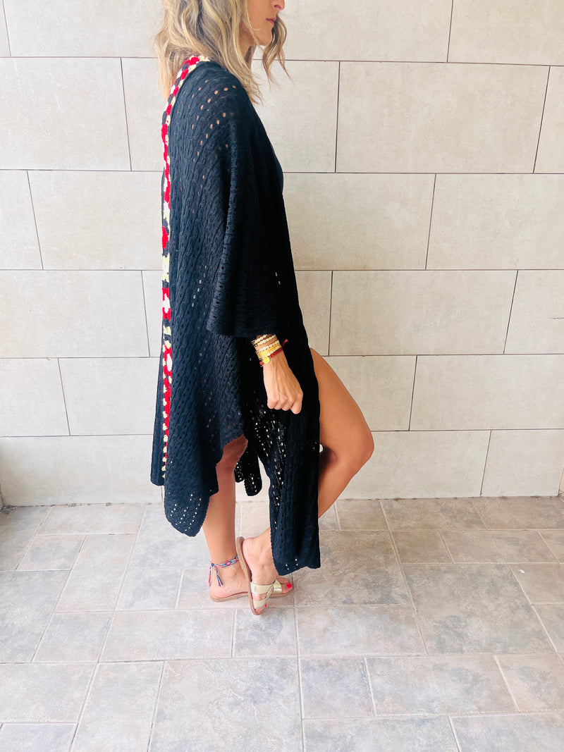 Black Back Detailed Crochet Coverup