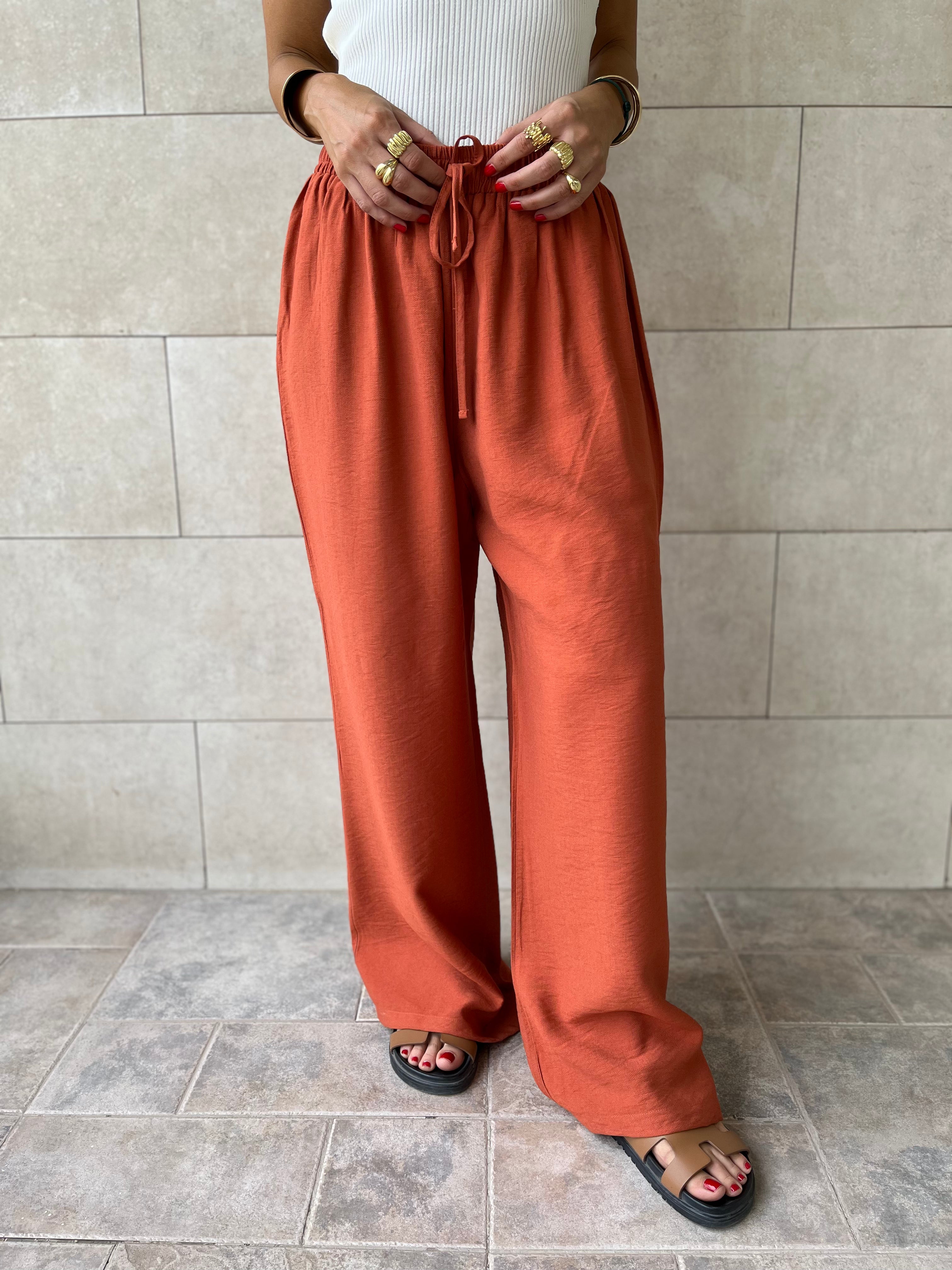 Rust Essential Linen Pants
