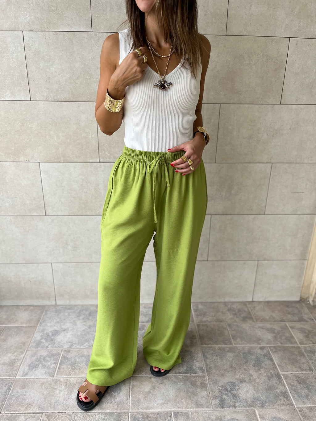 Lime Essential Linen Pants