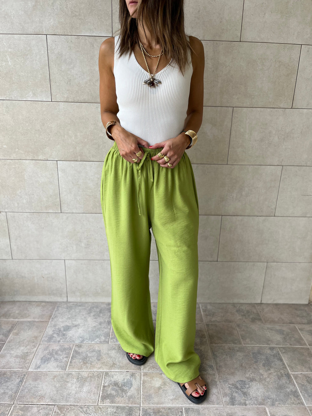 Lime Essential Linen Pants