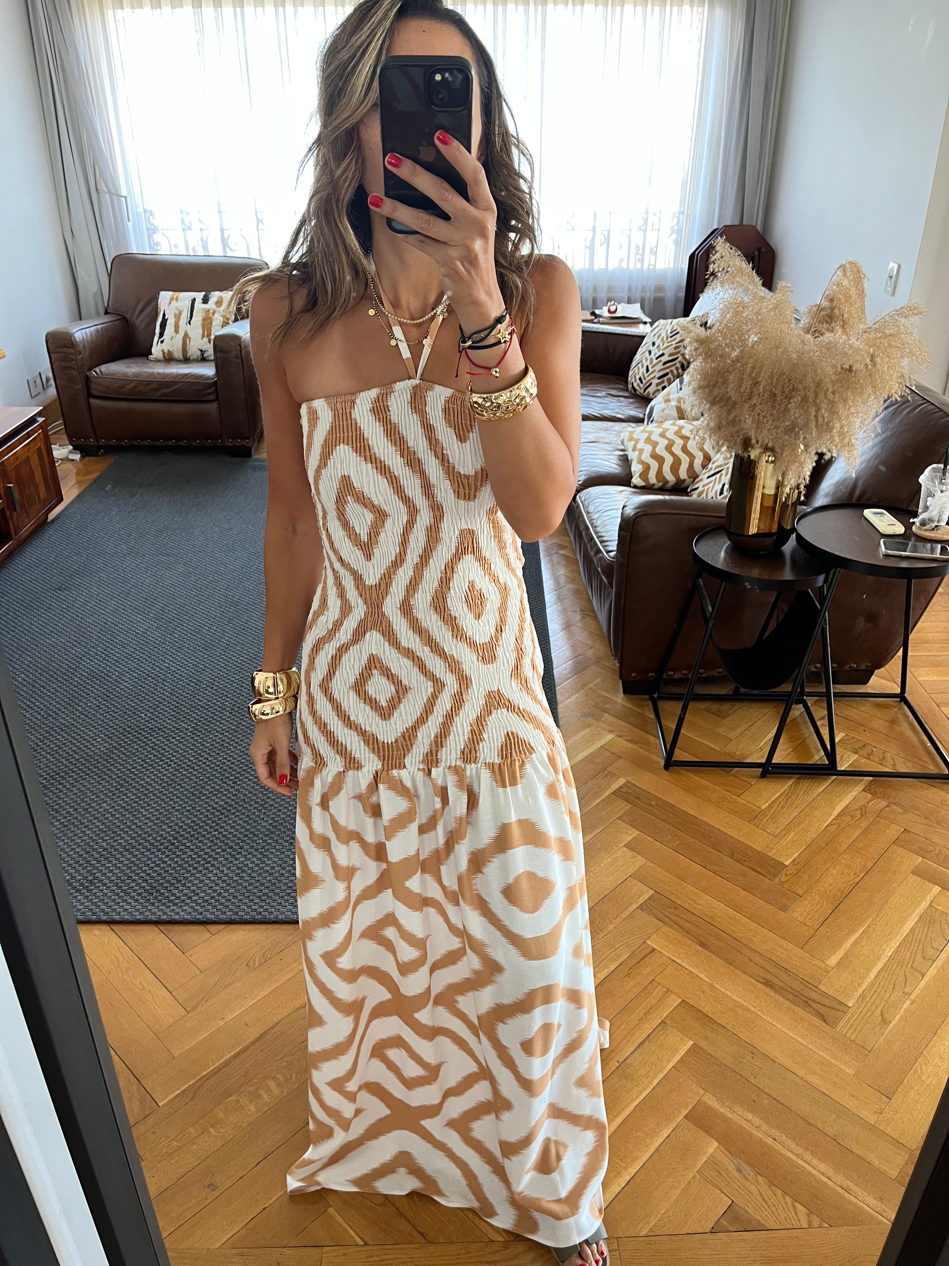 Beige Hawaiian Breeze Dress