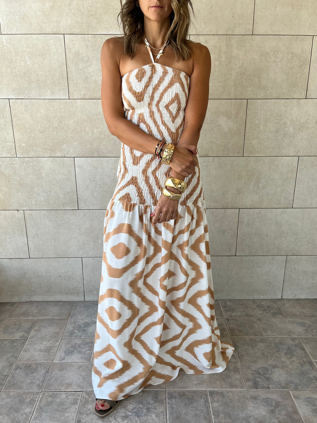 Beige Hawaiian Breeze Dress