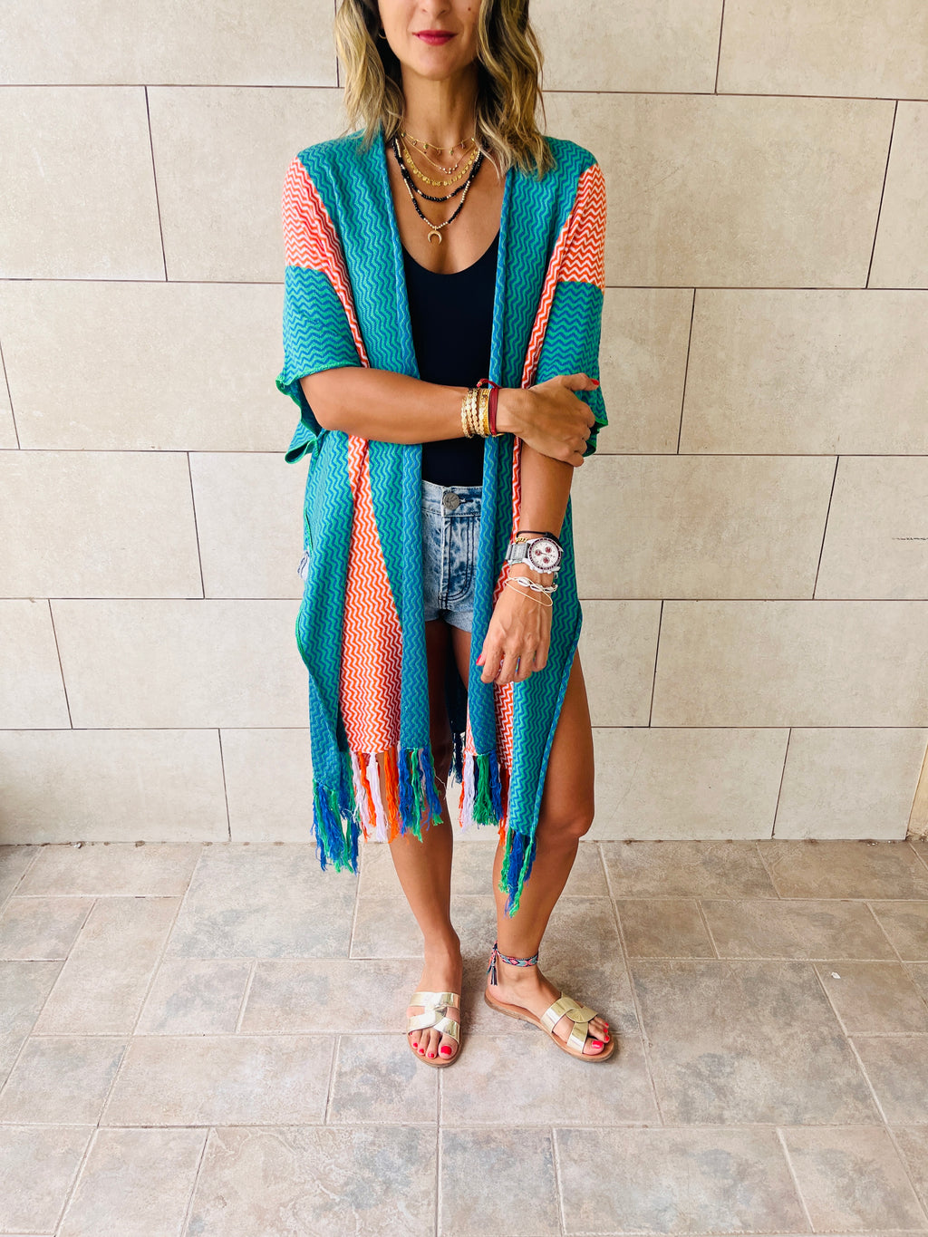 Orange & Blue Wavy In Sahara The Light Cardi