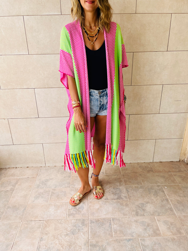 Lime & Pink Wavy In Sahara The Light Cardi