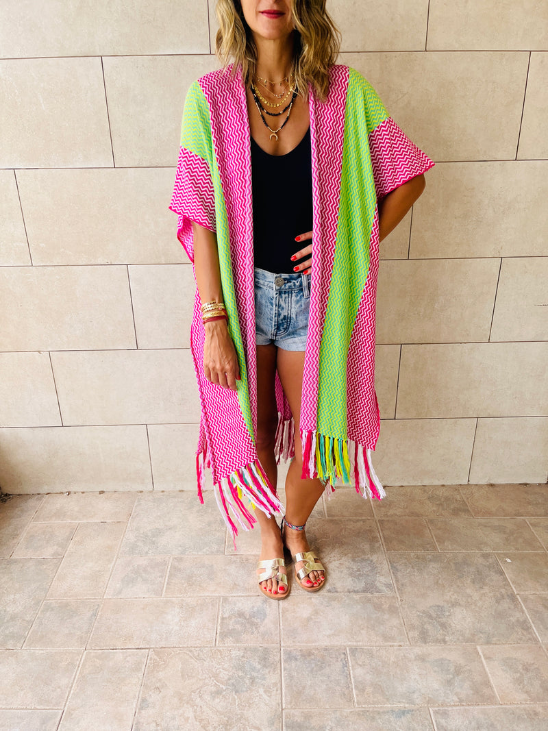Lime & Pink Wavy In Sahara The Light Cardi
