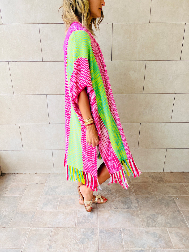 Lime & Pink Wavy In Sahara The Light Cardi