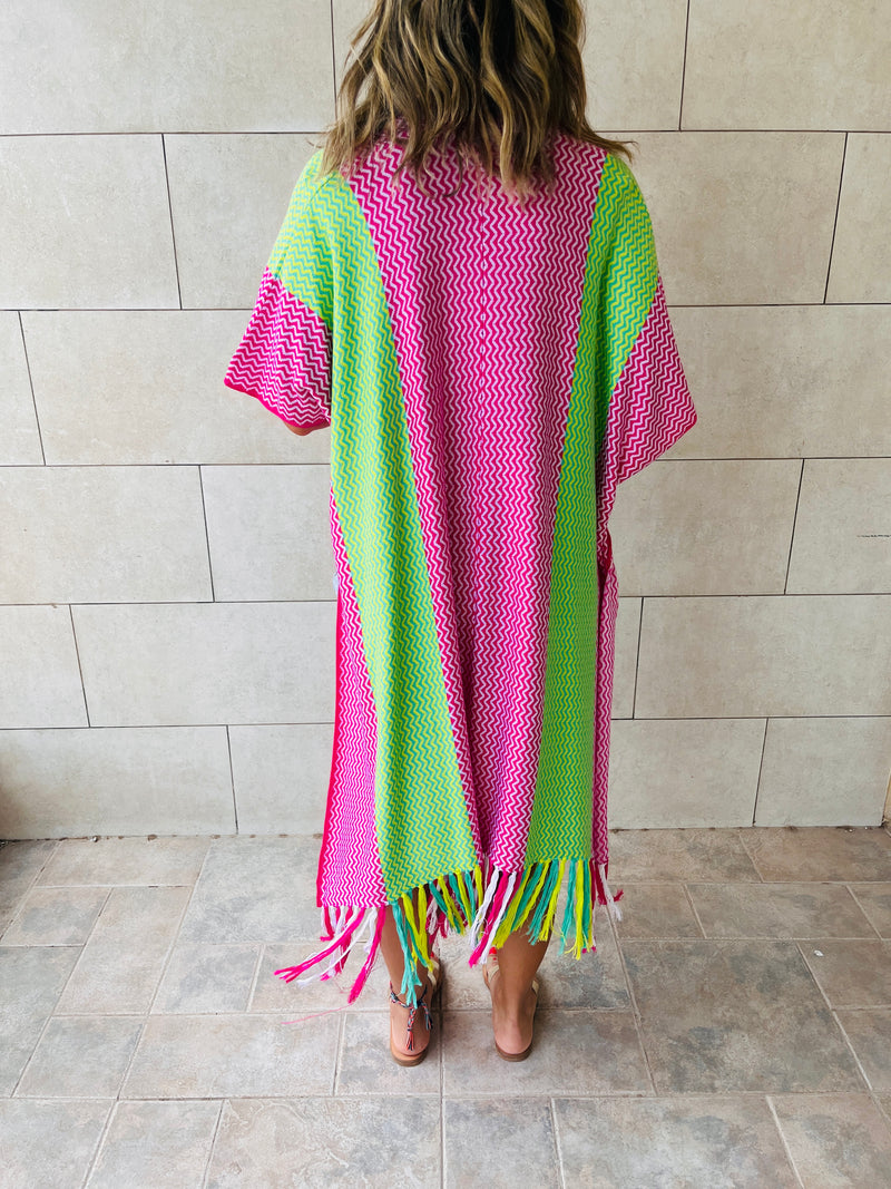 Lime & Pink Wavy In Sahara The Light Cardi