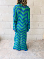 Blue Zigzag Crochet Kimono