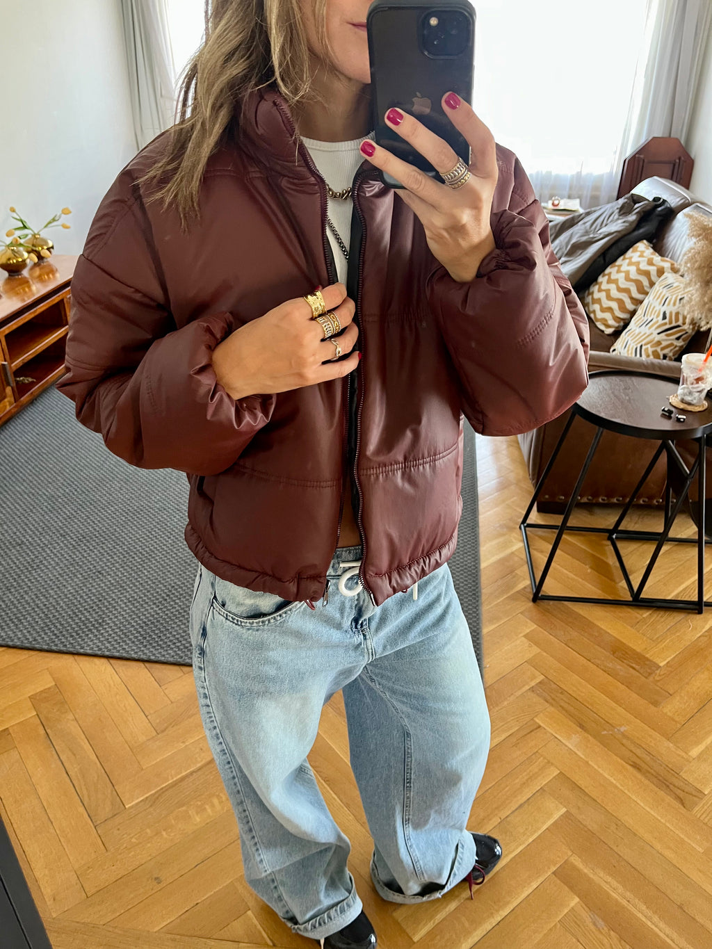 Burgundy Puffer Jacket