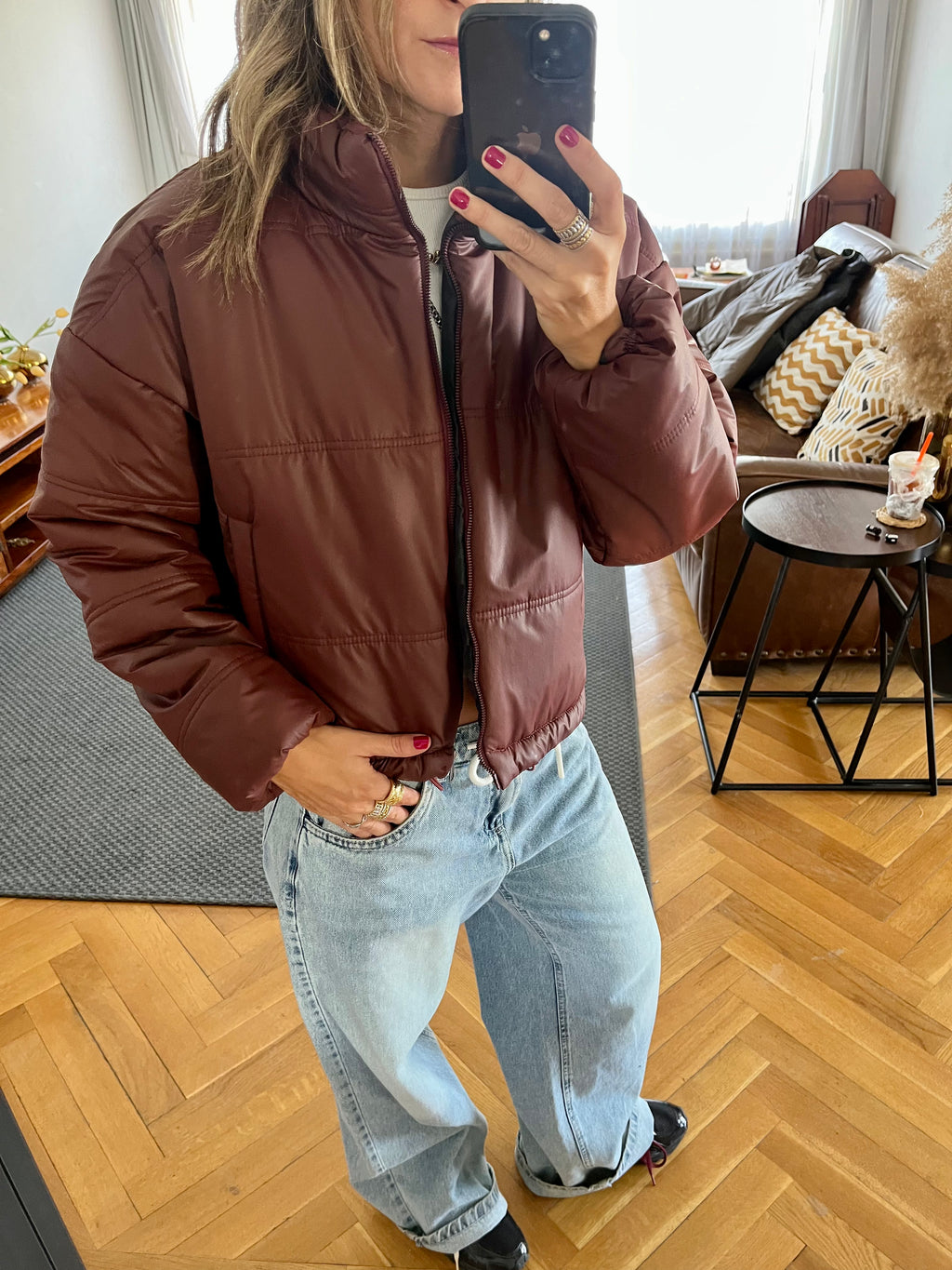 Burgundy Puffer Jacket