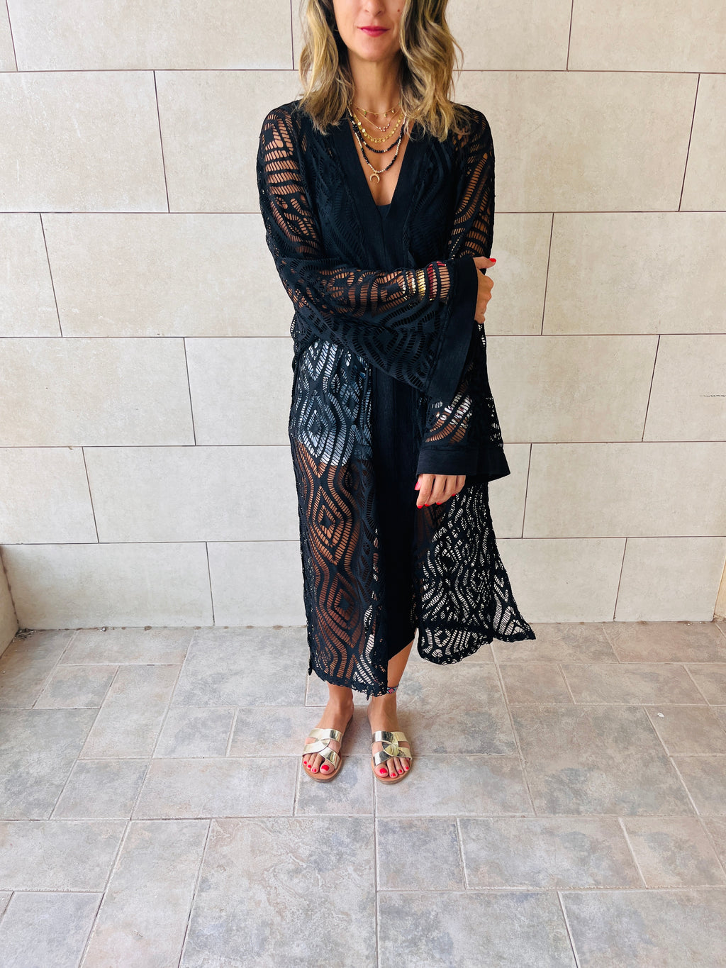 Black Mesh Like Lace Like Tunic Coverup