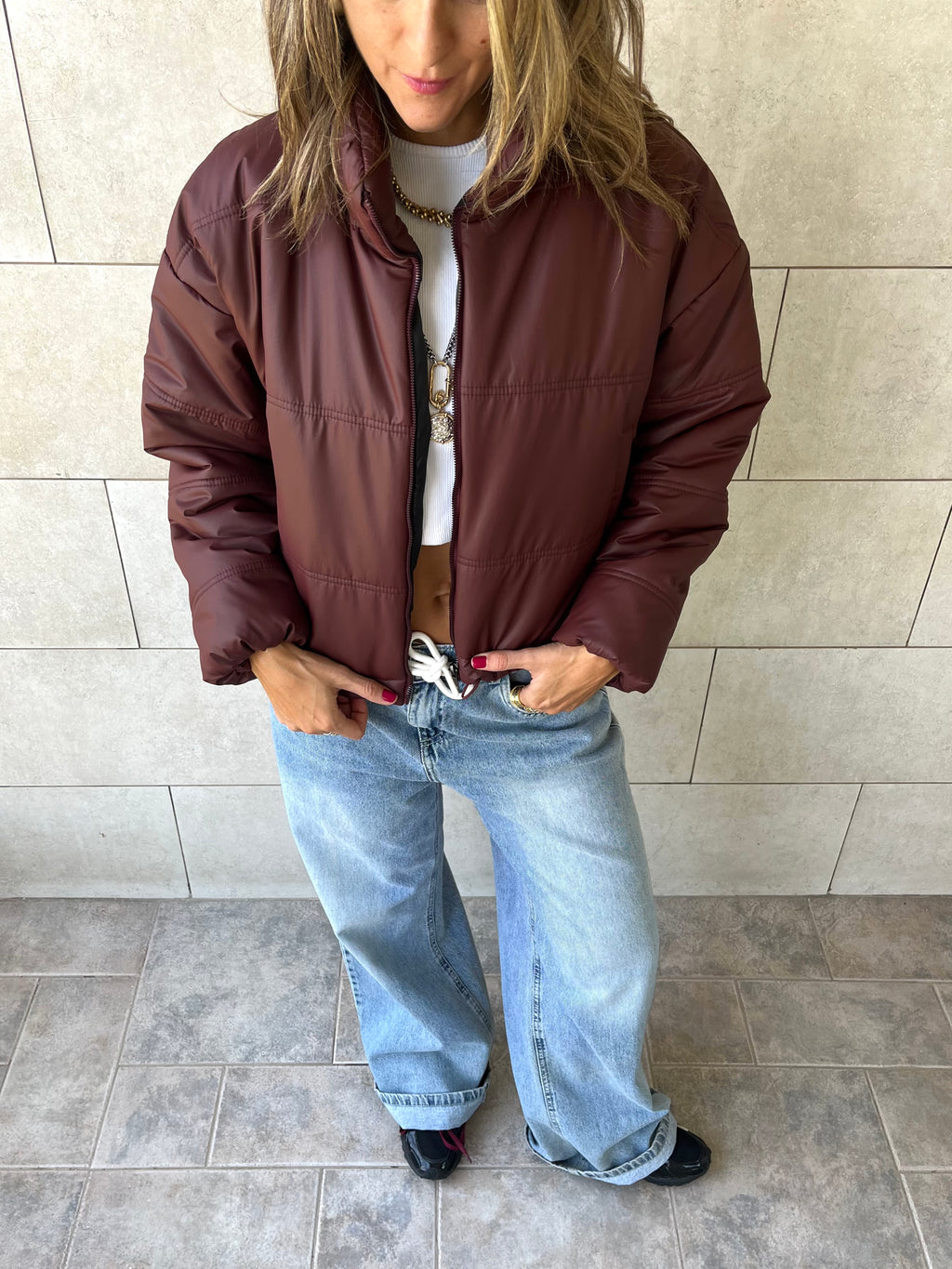 Burgundy Puffer Jacket