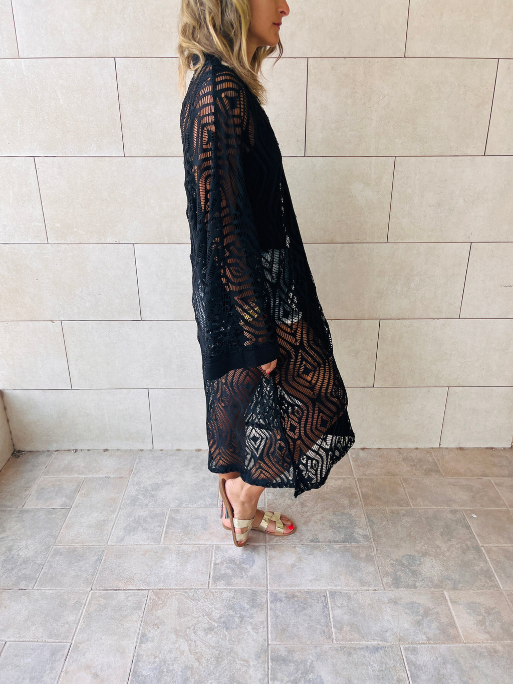 Black Mesh Like Lace Like Tunic Coverup