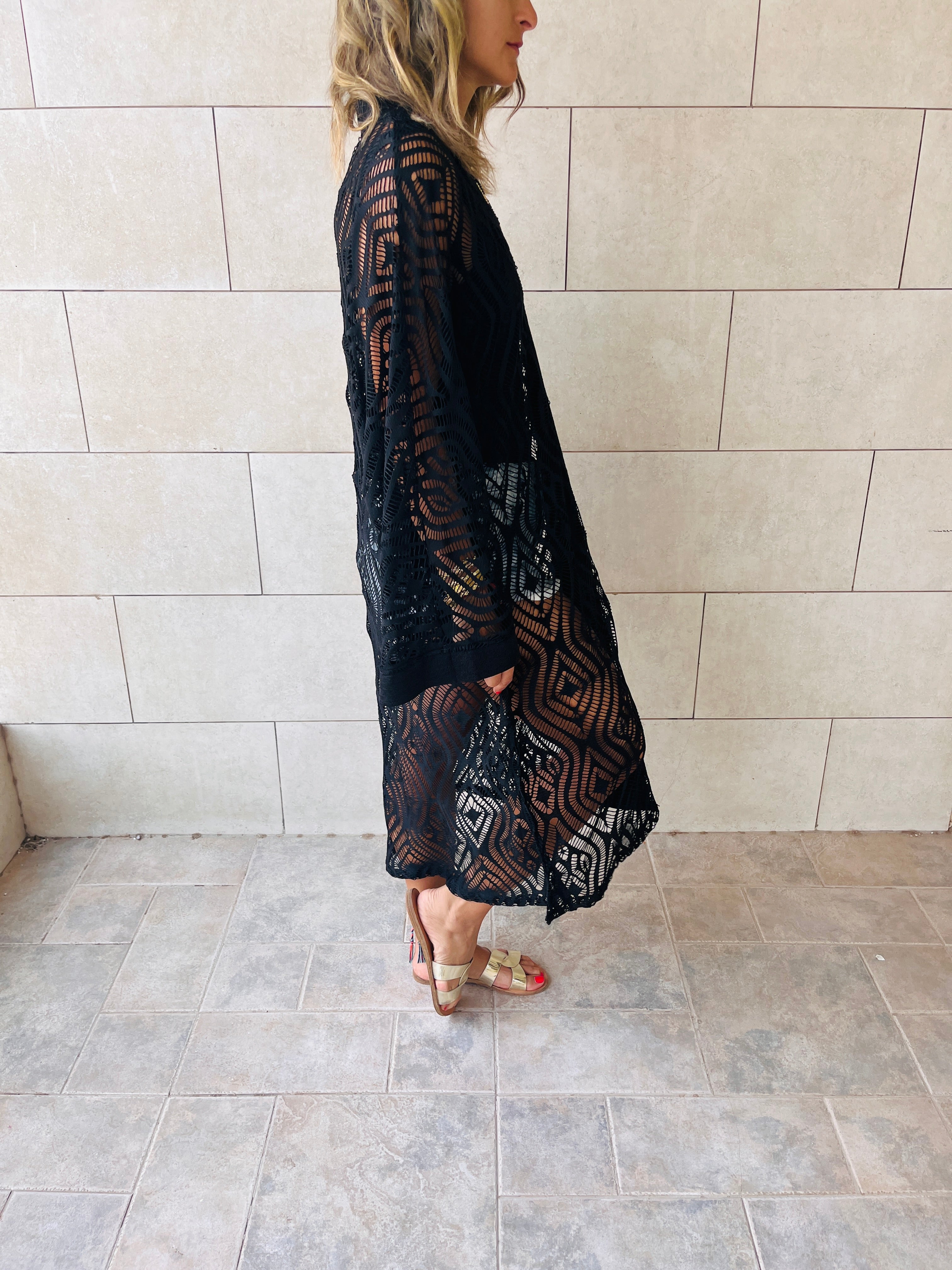Black Mesh Like Lace Like Tunic Coverup