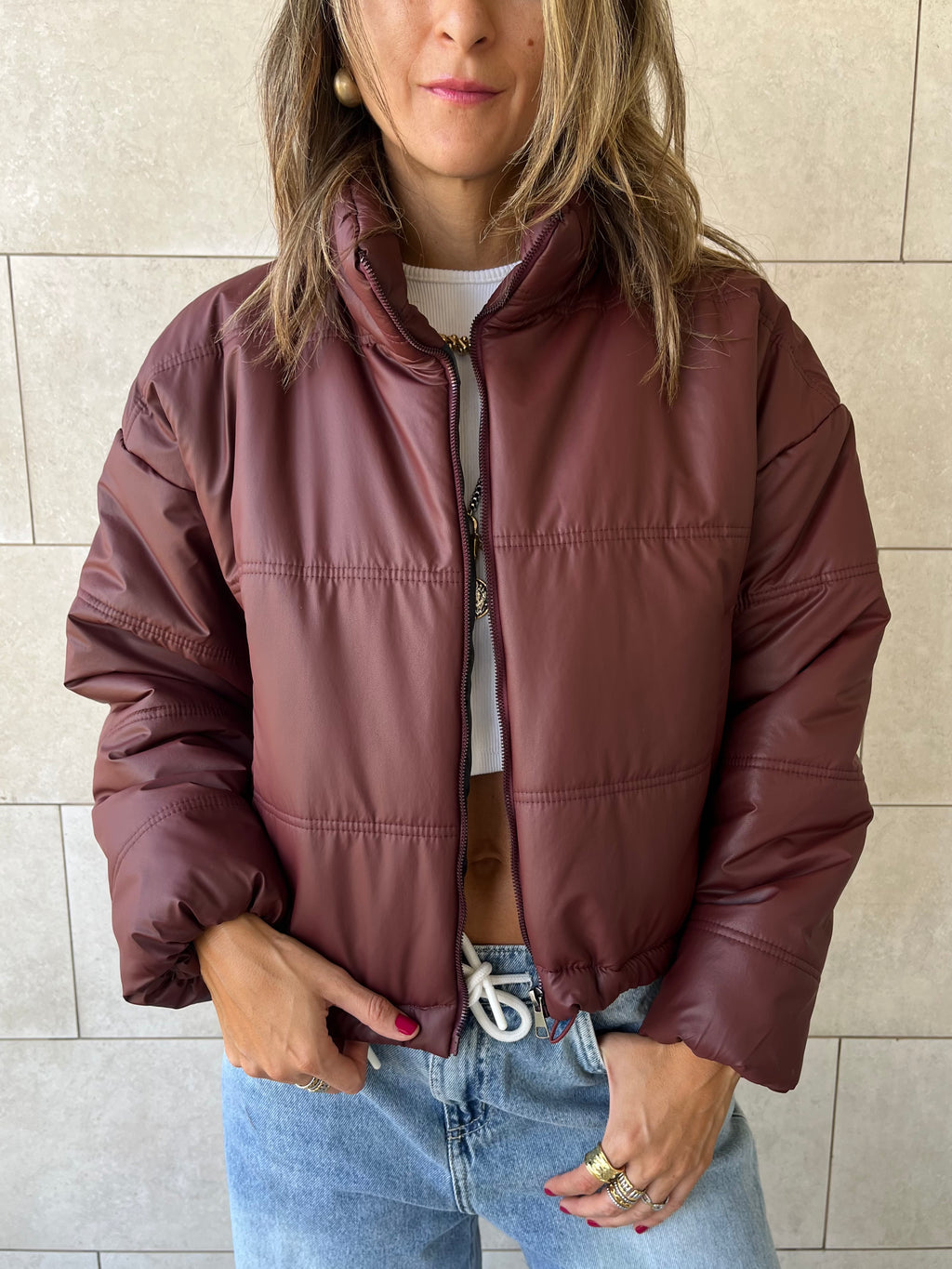 Burgundy Puffer Jacket