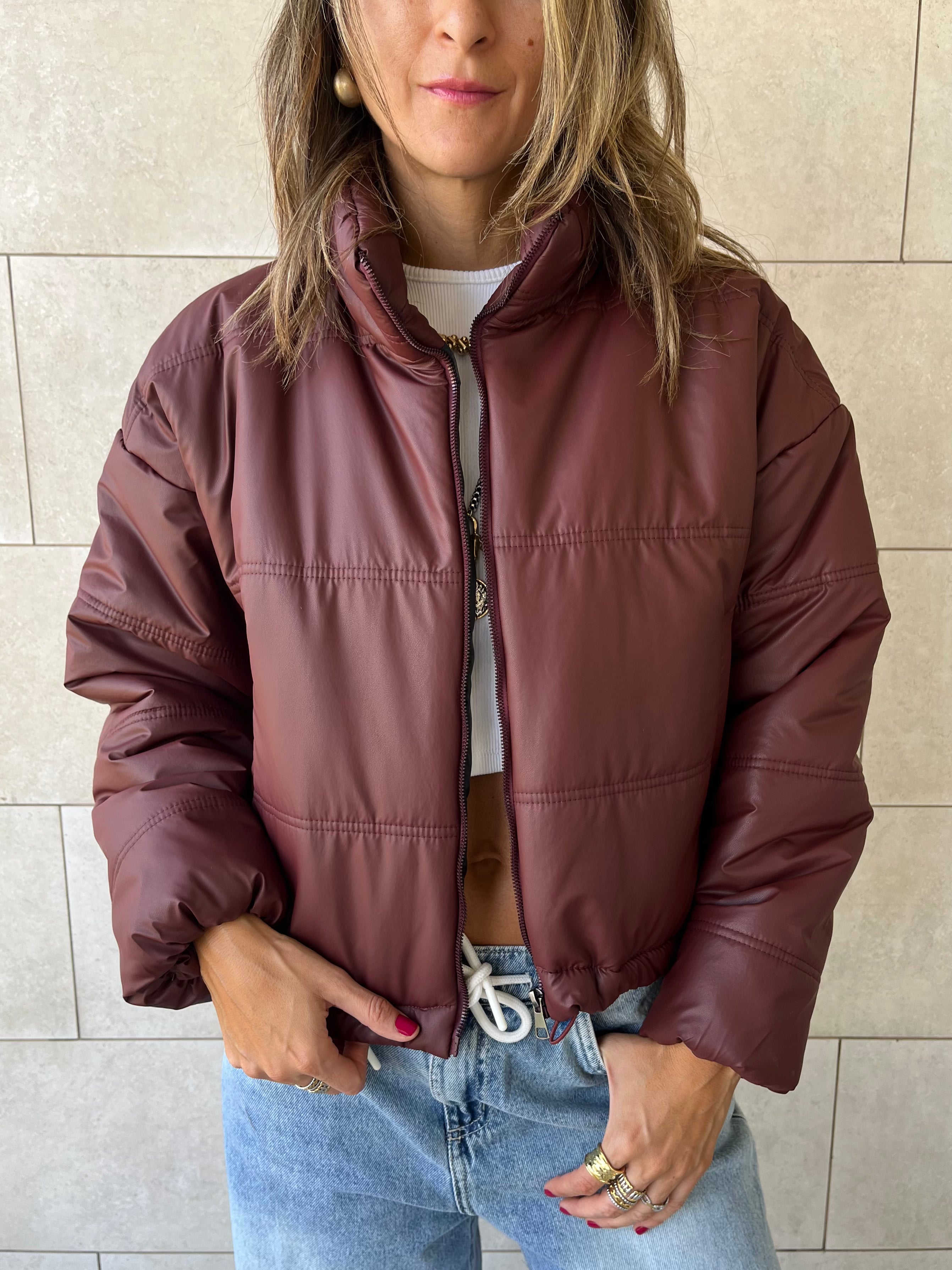 Burgundy Puffer Jacket