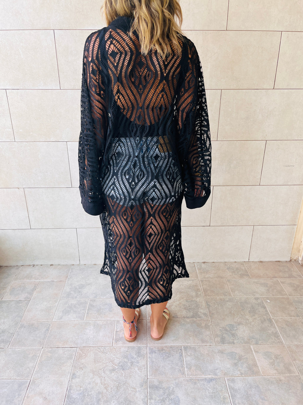 Black Mesh Like Lace Like Tunic Coverup
