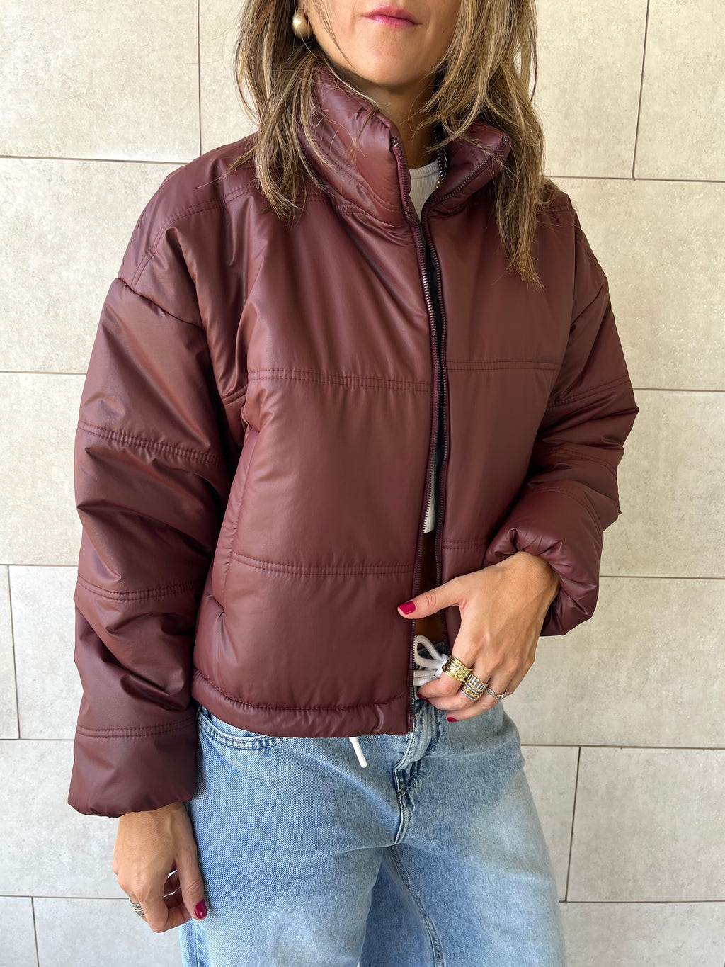 Burgundy Puffer Jacket