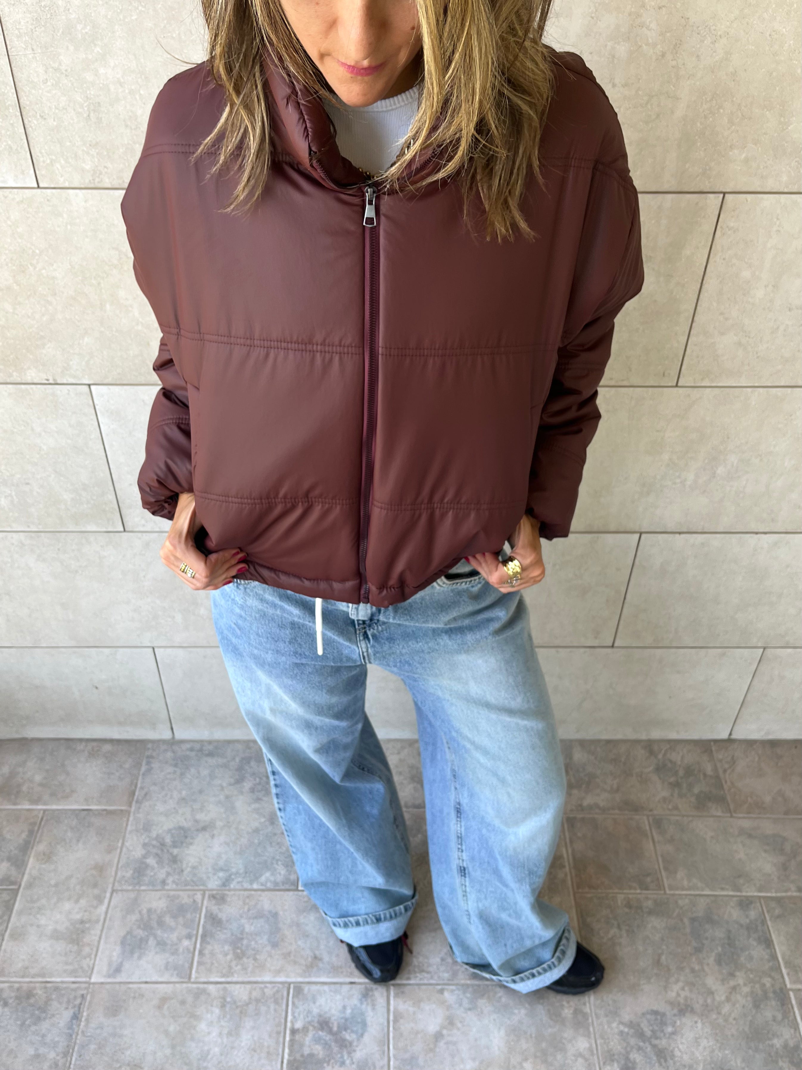 Burgundy Puffer Jacket