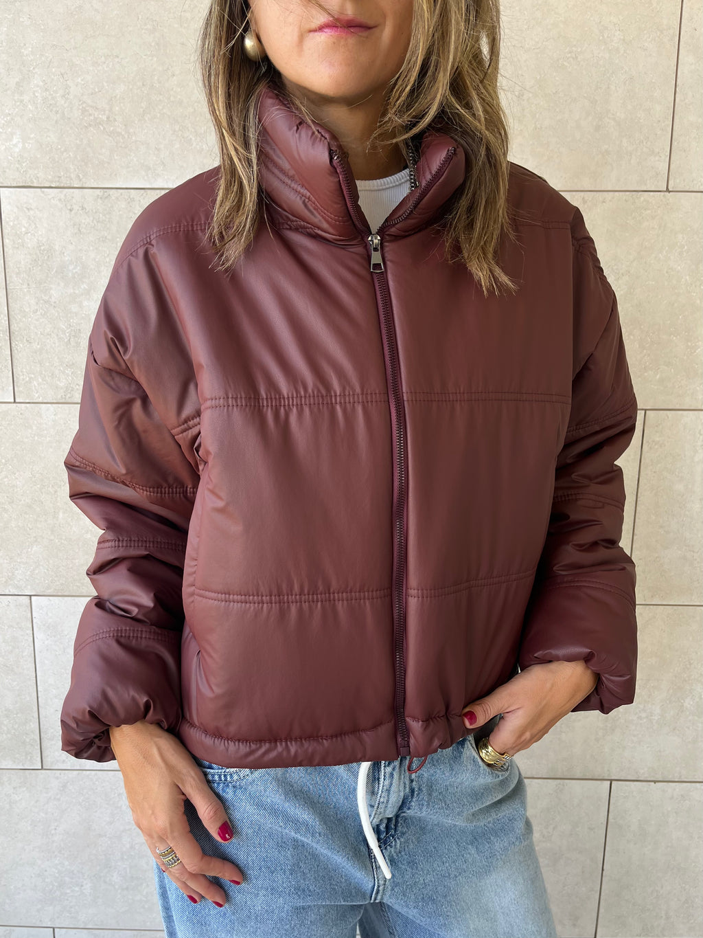 Burgundy Puffer Jacket