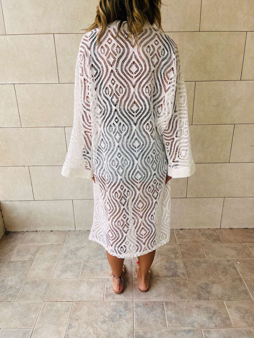 White Mesh Like Lace Like Tunic Coverup