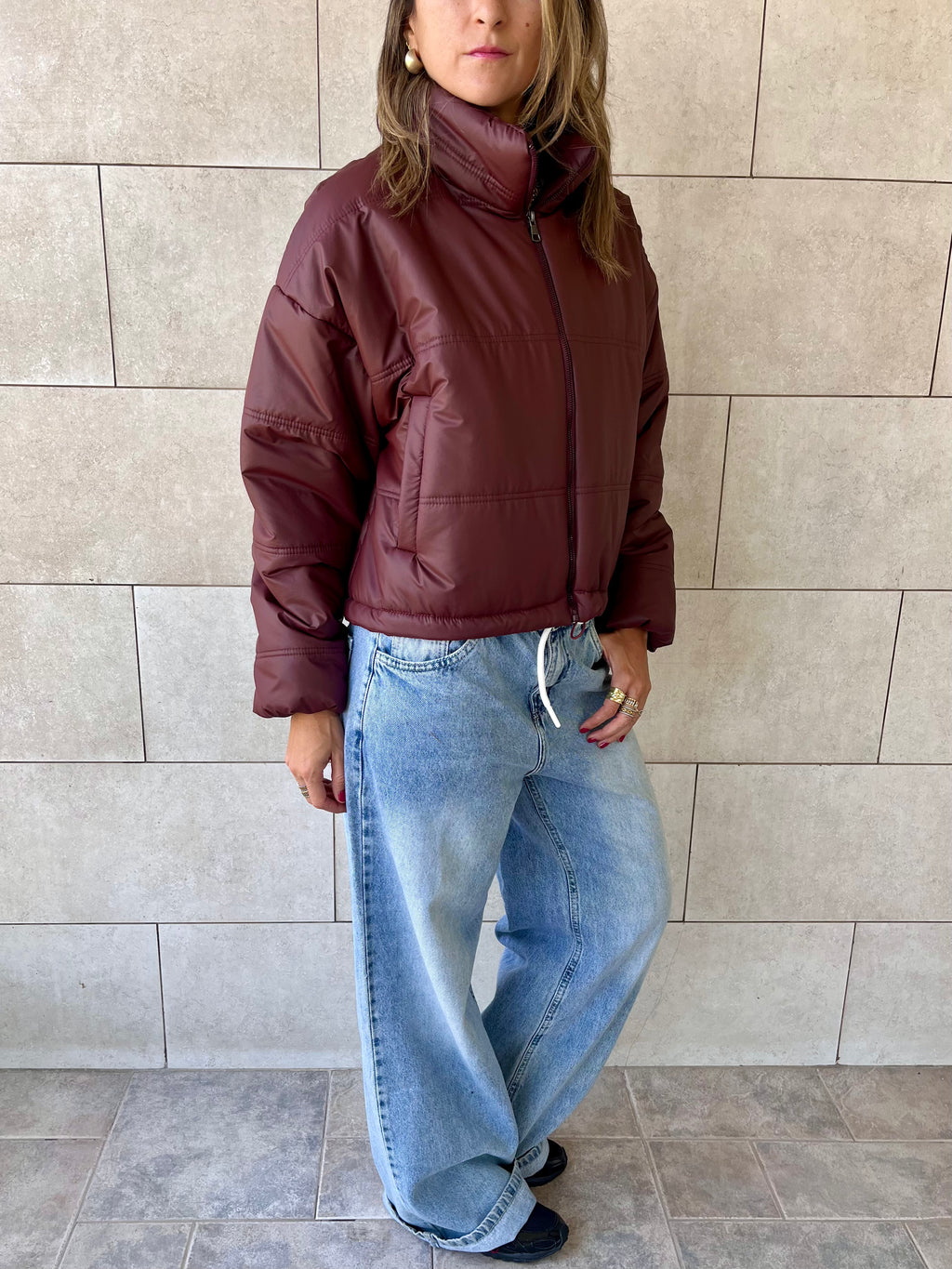 Burgundy Puffer Jacket