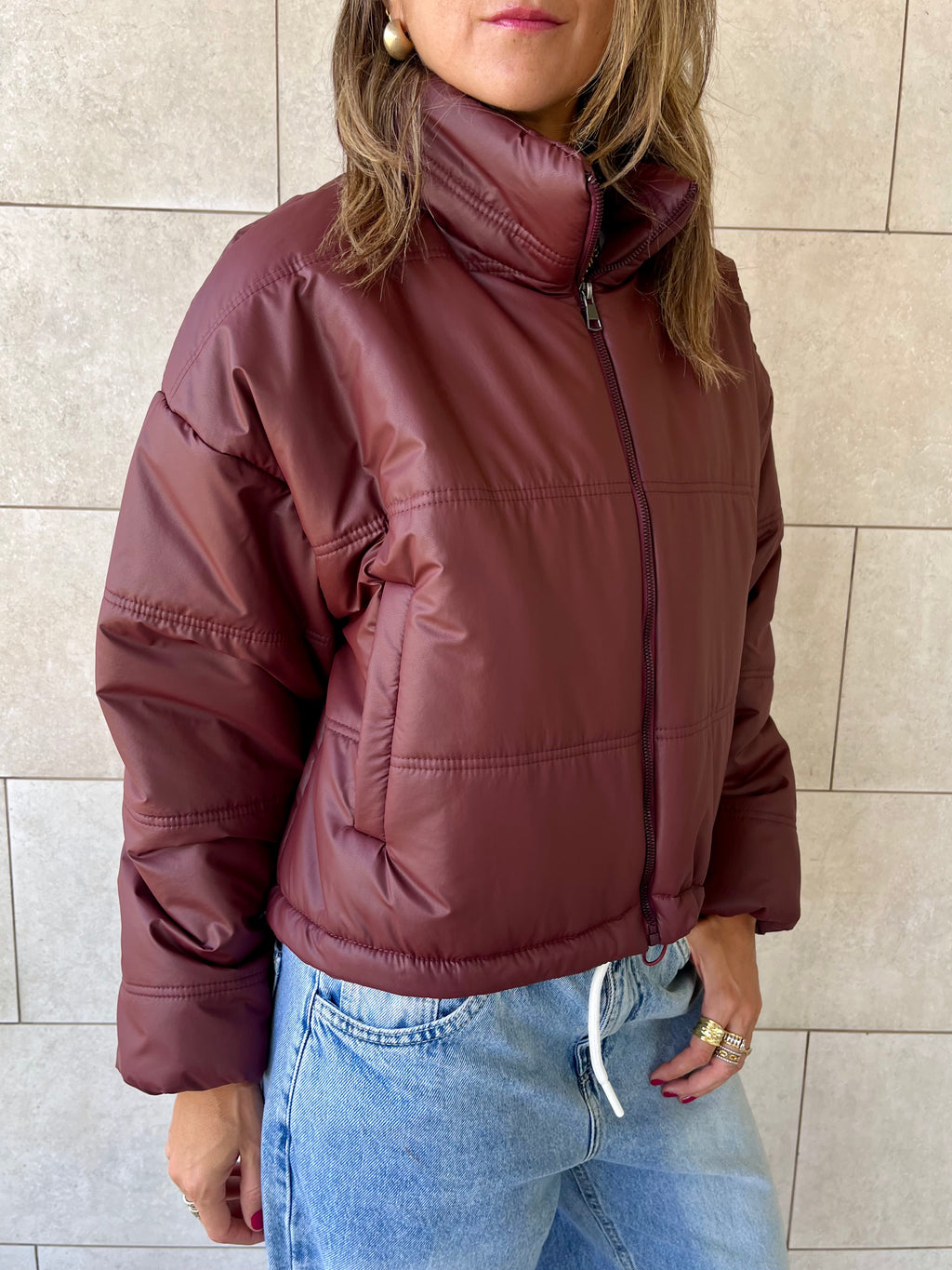Burgundy Puffer Jacket