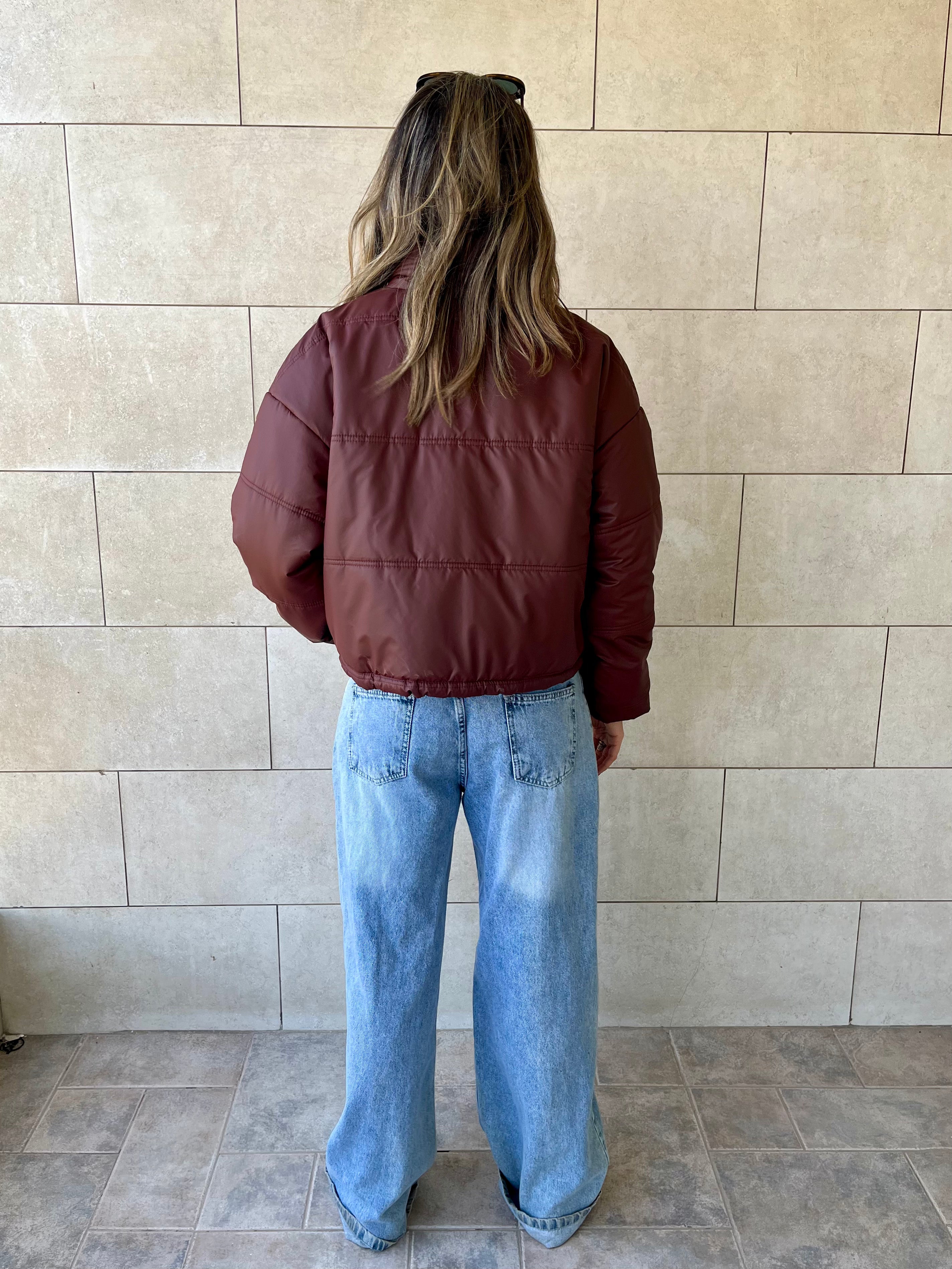 Burgundy Puffer Jacket