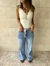 White 101 Interknit V Tank Top