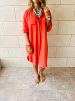 Orange Oversized Beach Shirt