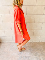 Orange Oversized Beach Shirt