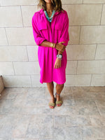 Fuchsia Oversized Beach Shirt