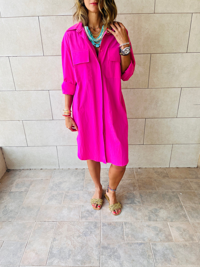 Fuchsia Oversized Beach Shirt