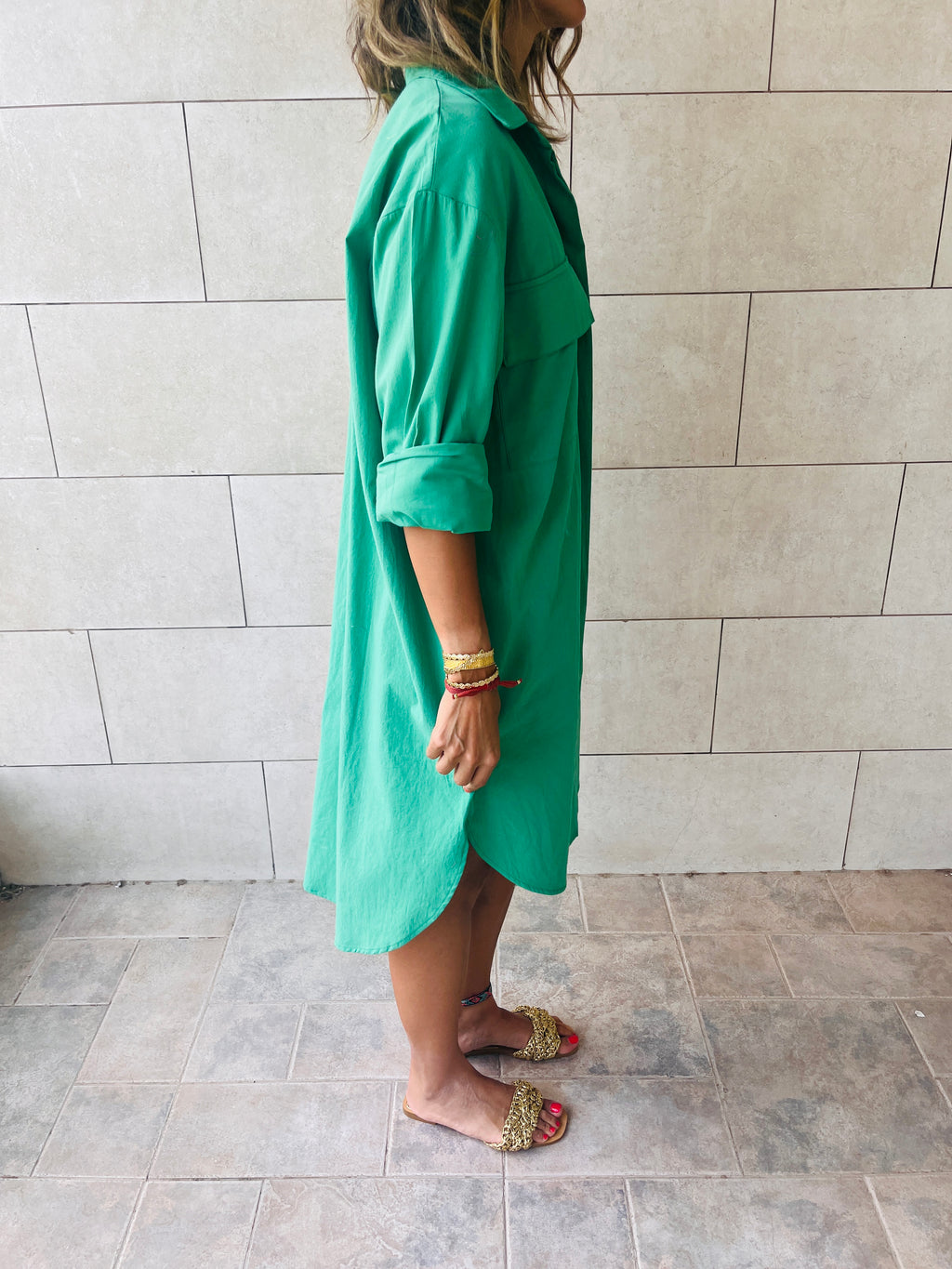 Green Oversized Beach Shirt