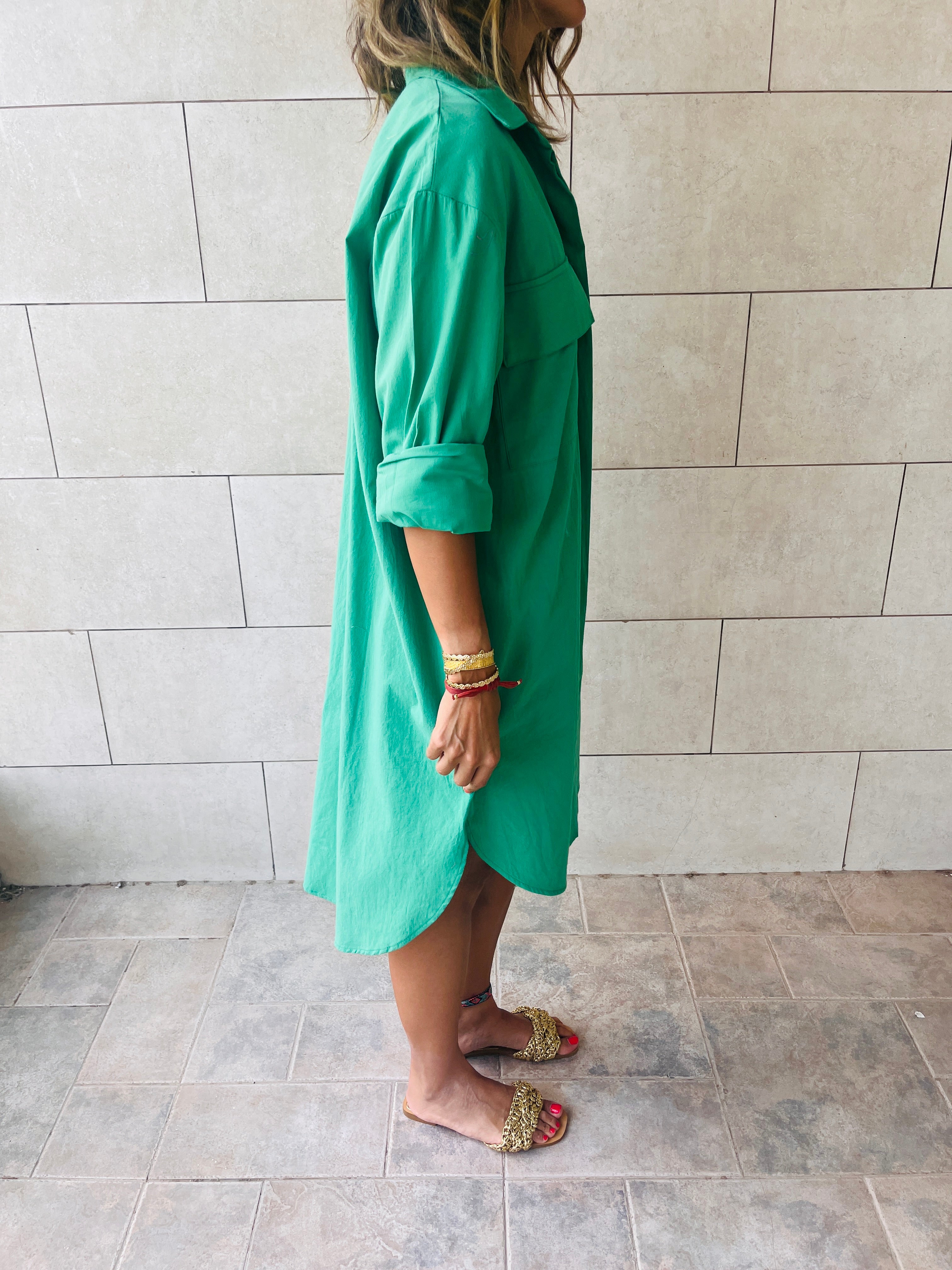 Green Oversized Beach Shirt