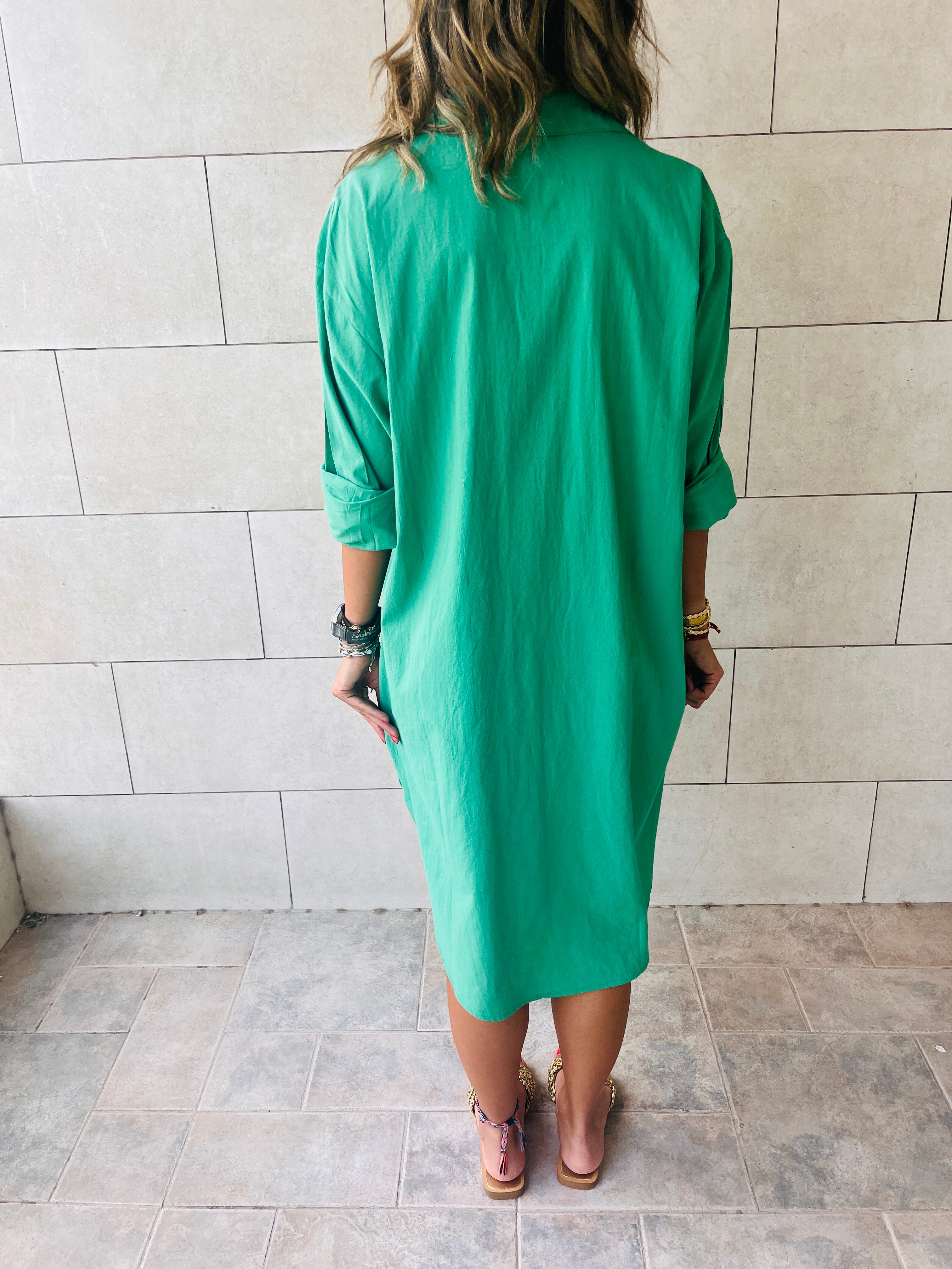 Green Oversized Beach Shirt