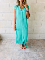 Aqua Sleeveless Cardi Dress