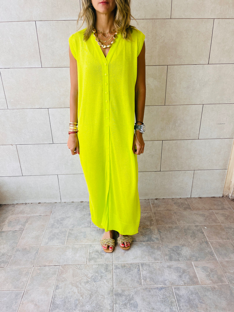 Lime Sleeveless Cardi Dress