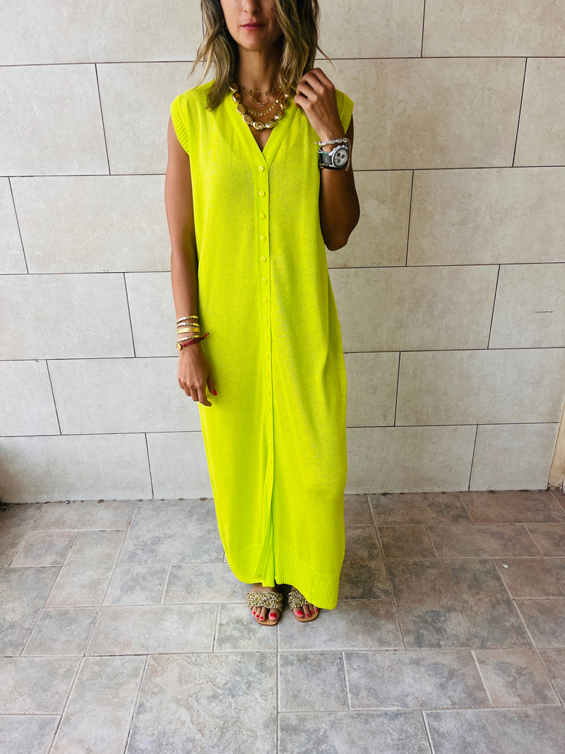 Lime Sleeveless Cardi Dress