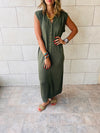 Olive Sleeveless Cardi Dress