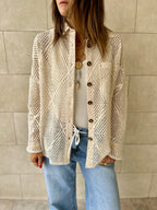 Beige Hollow Out Shirt