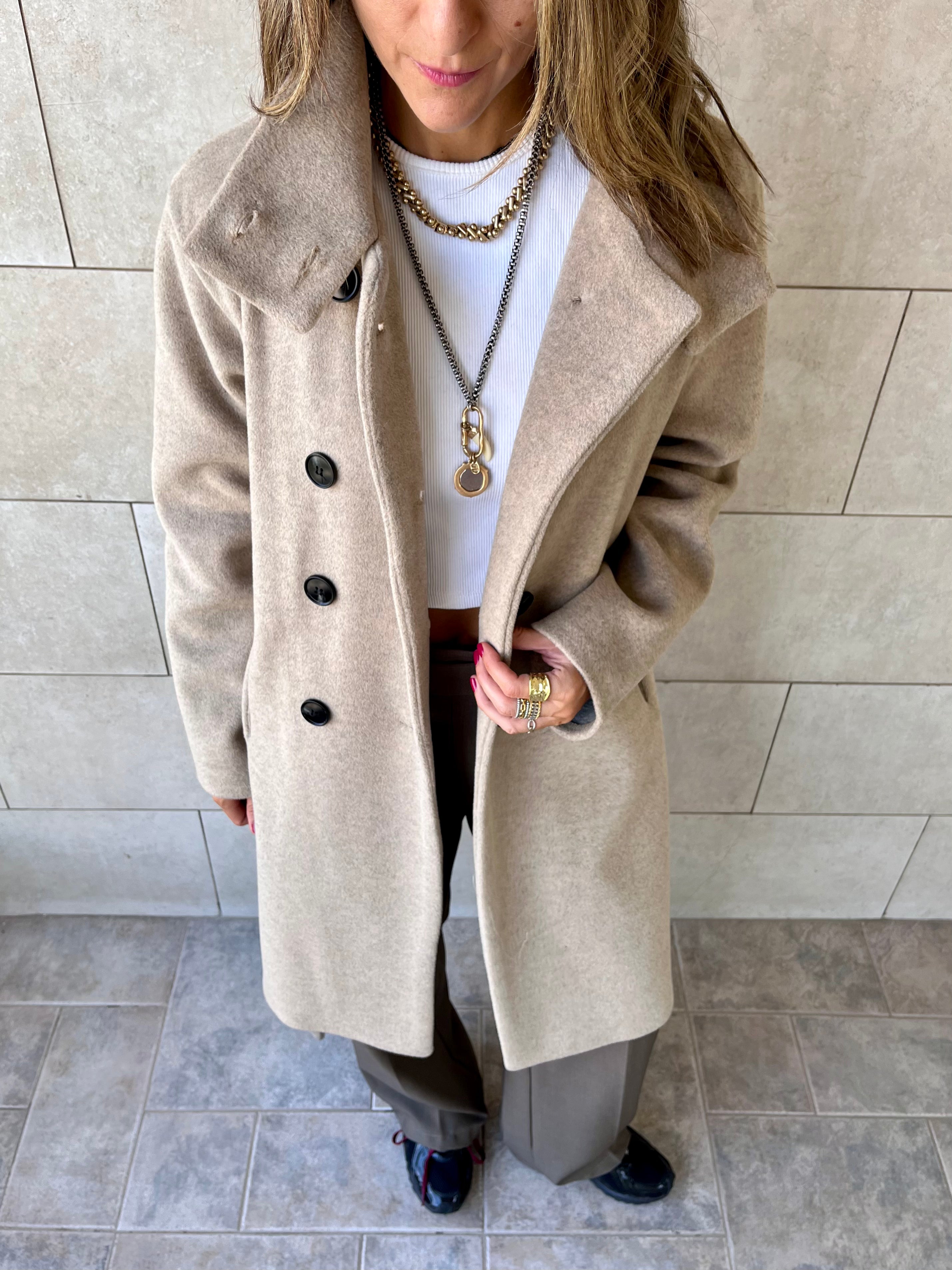 Beige Belted Coat