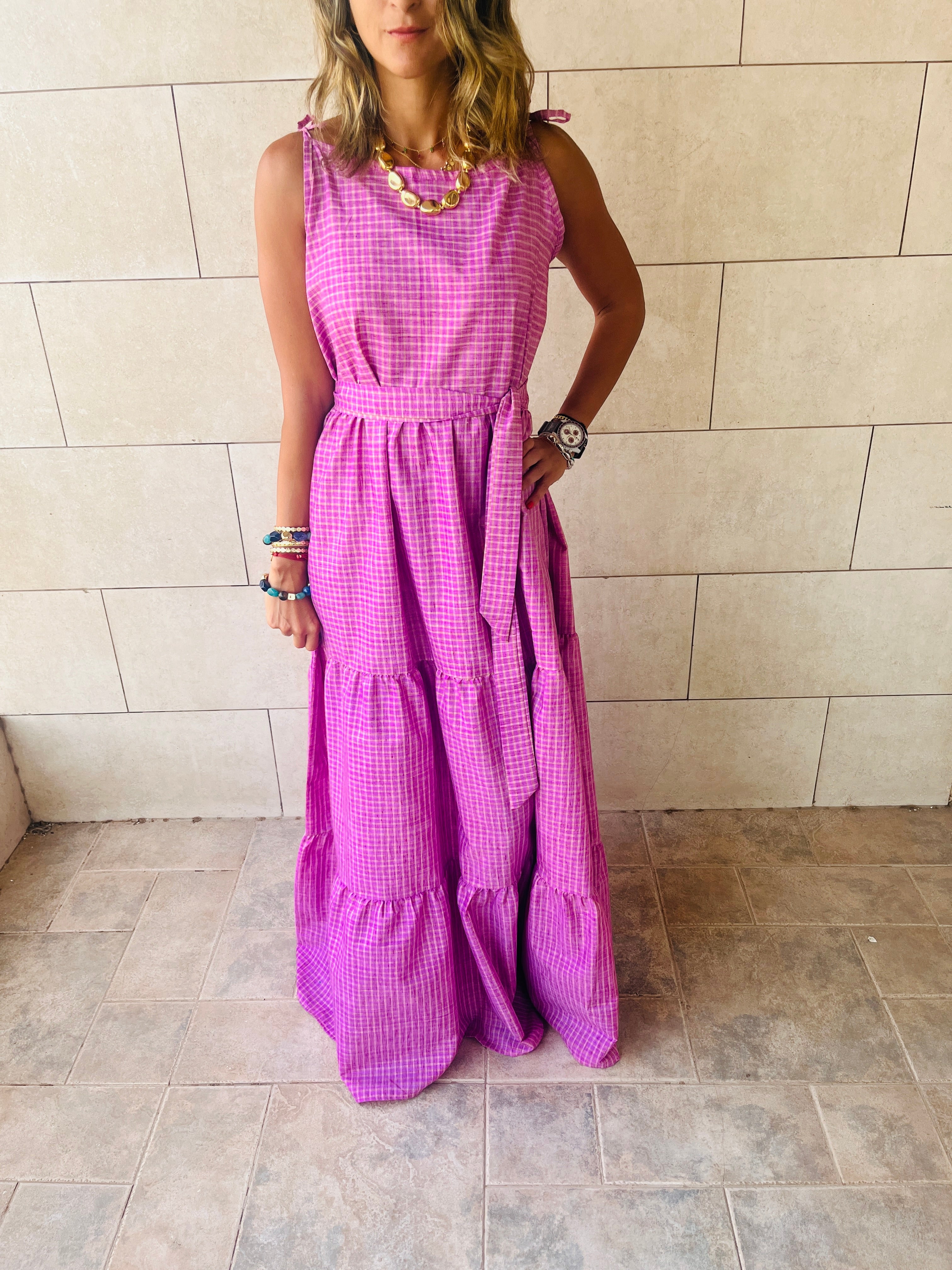 Lilac Picnic Table Tiered Dress